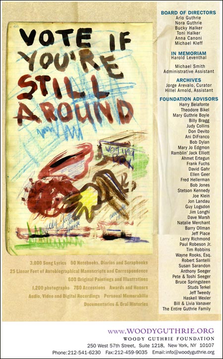 Woody Guthrie Foundation Board, Staff, and Advisors, courtesy WoodyGuthrie.org